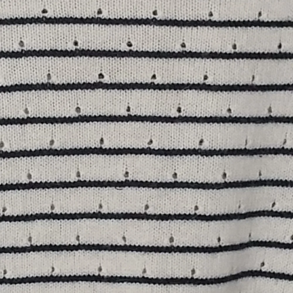 J. Crew Navy & Ivory Stripe Crewneck Pointelle Knit Wool/Alpaca Blend Sweater
